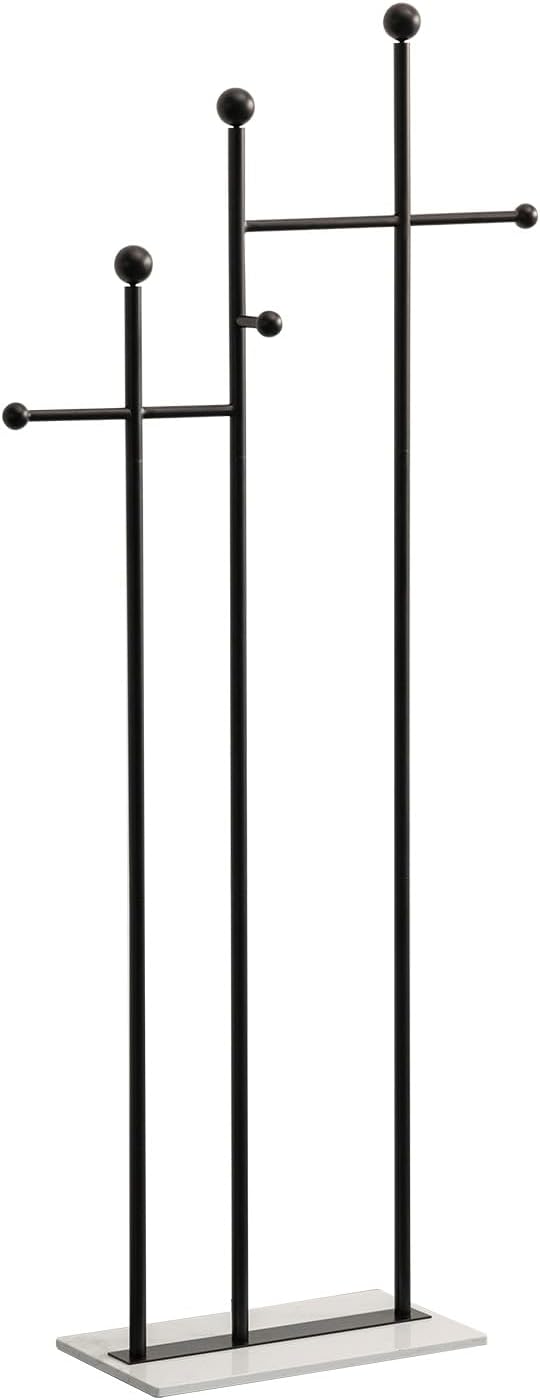 Metal Coat Rack Marble Base Black