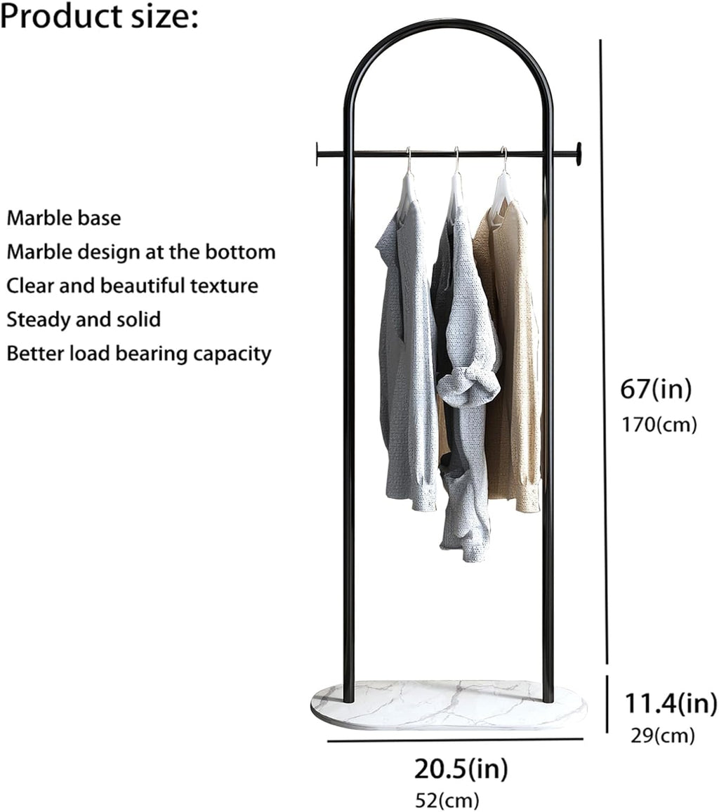 Arch Metal Garment Rack Marble Base Black