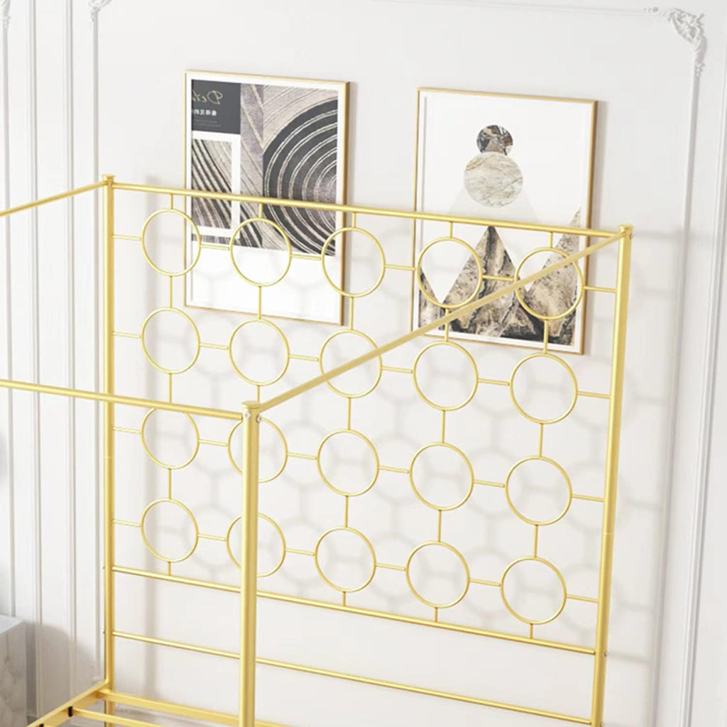 Queen Gold Metal Canopy Bed Frame