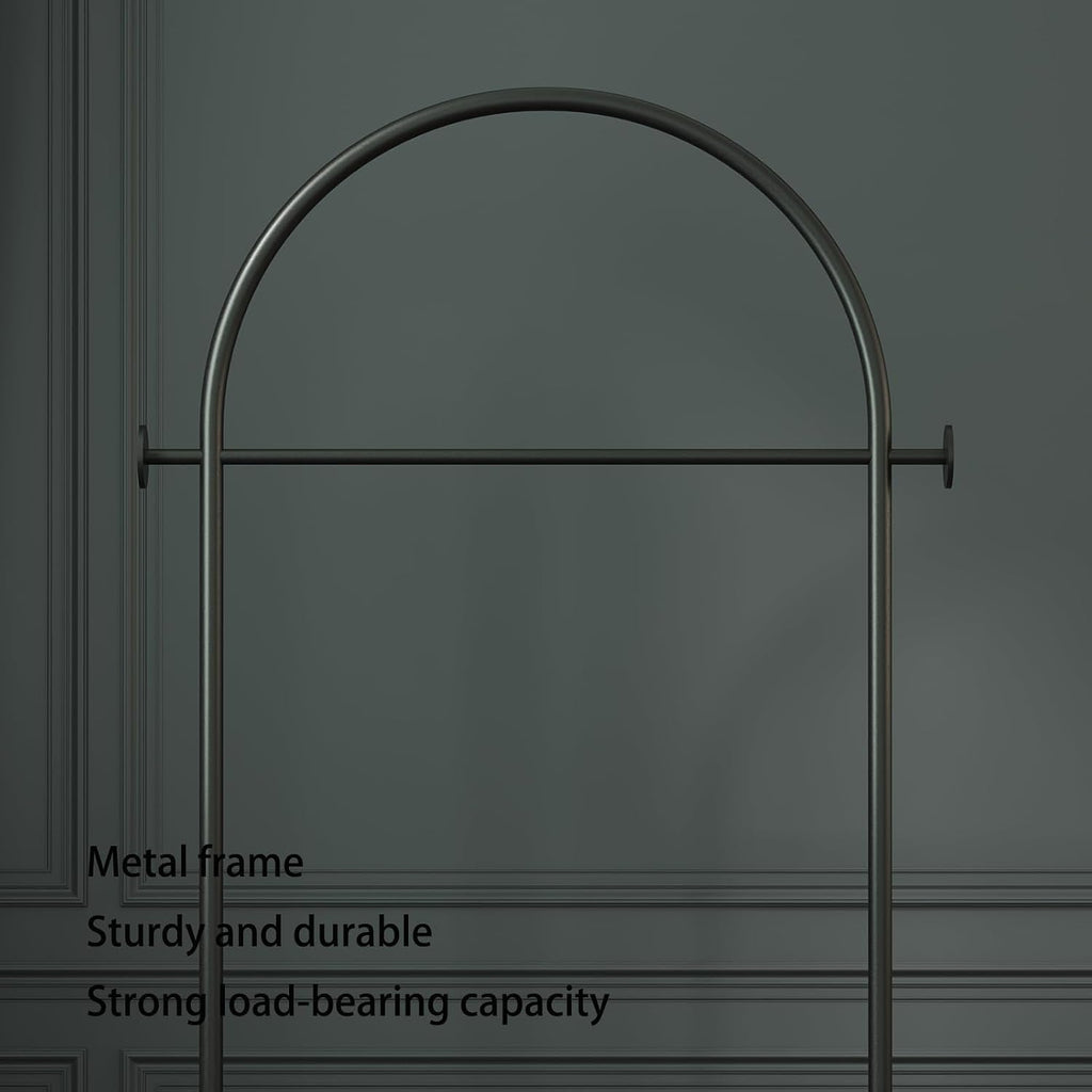 Arched Garment Rack Marble Base Black
