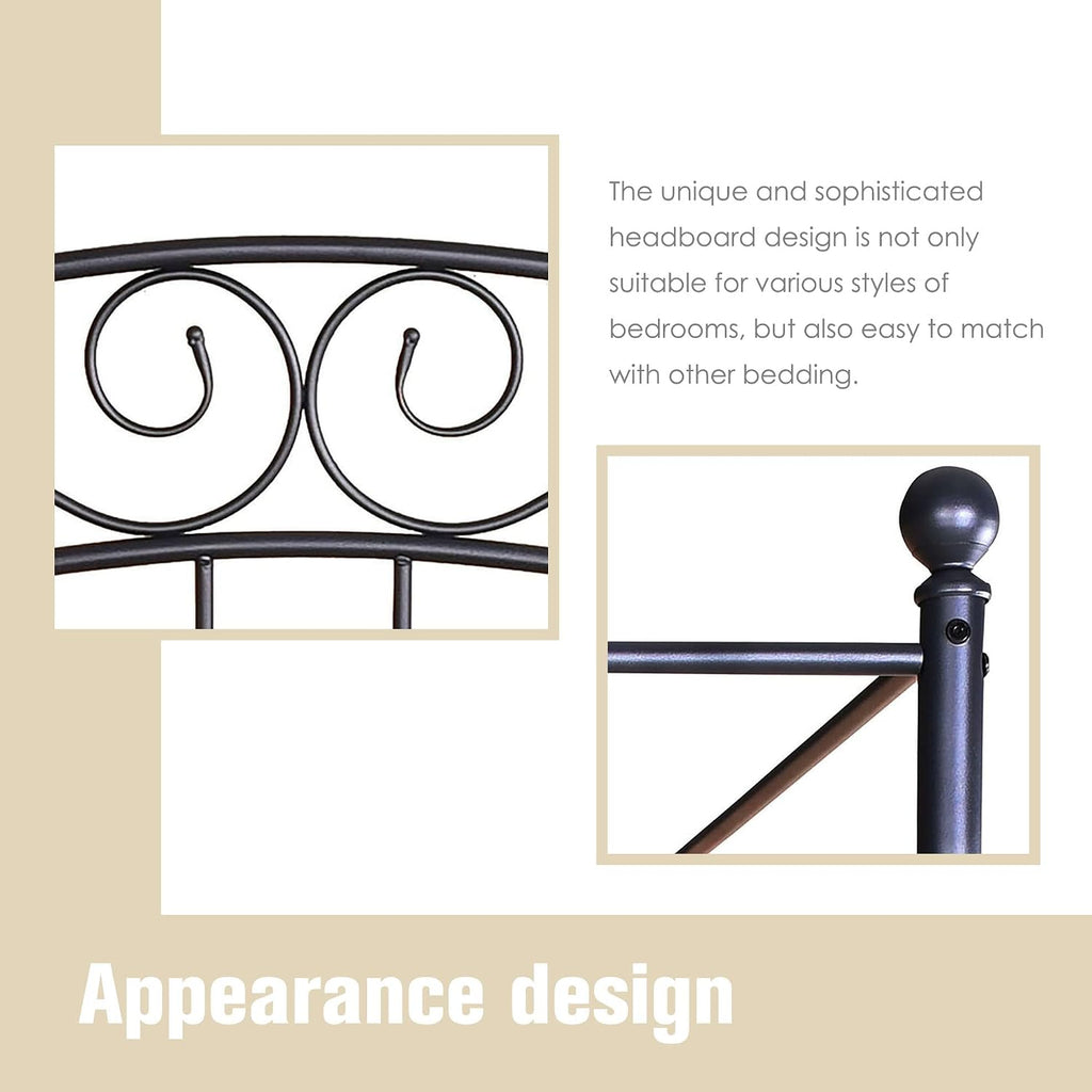 Queen Black Four Poster Metal Canopy Bed Frame