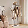 Metal Coat Rack Marble Base Black