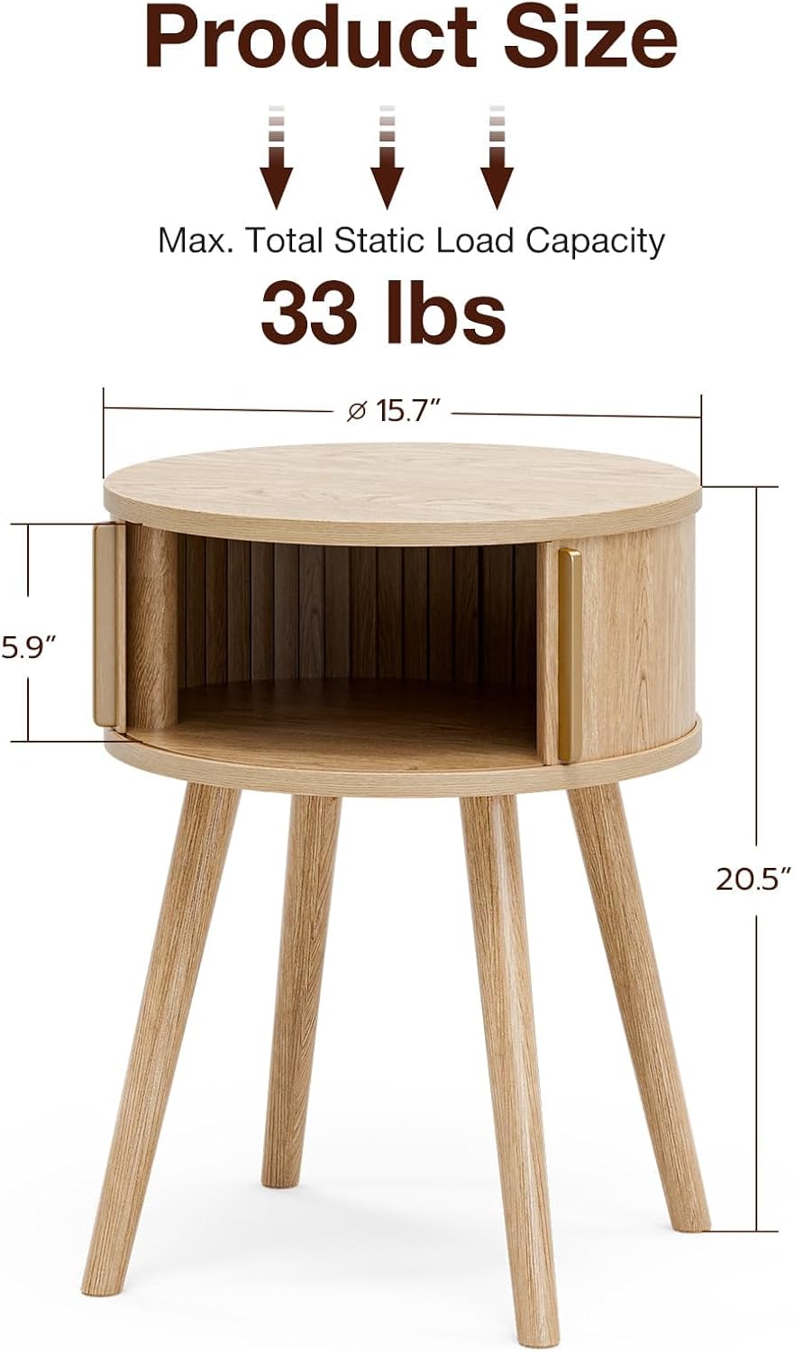 Round Side Table Sliding Doors Natural Wood