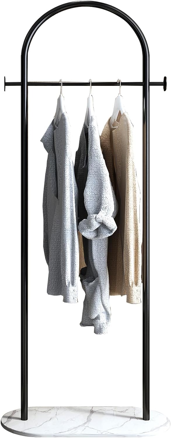 Arch Metal Garment Rack Marble Base Black