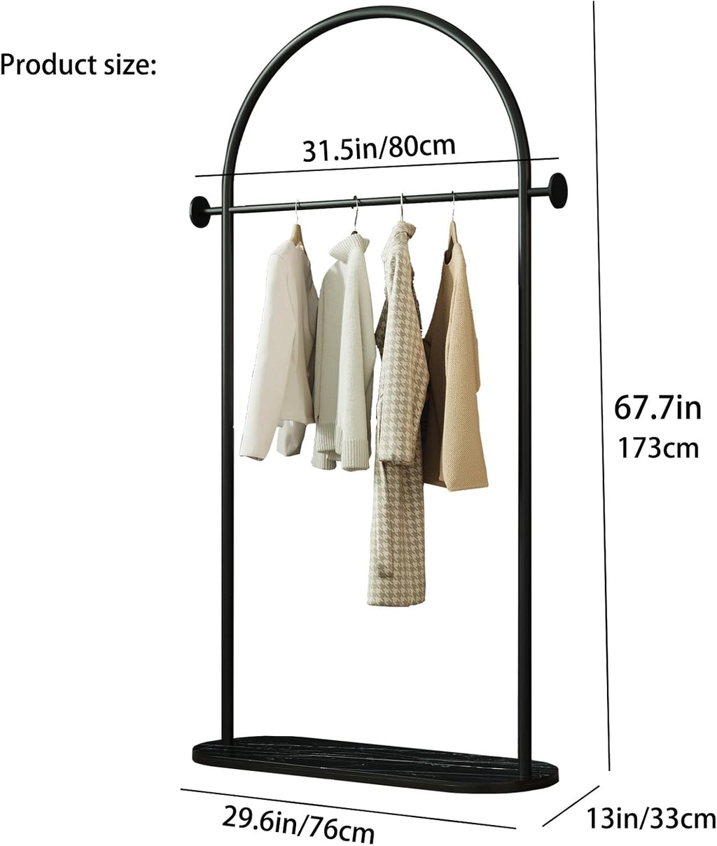 Arched Garment Rack Marble Base Black