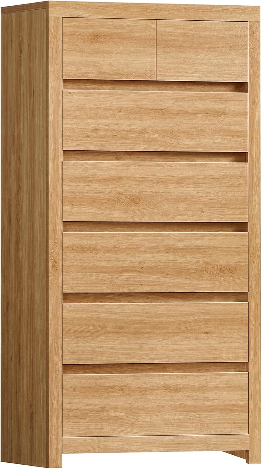 7-Drawer Wooden Tall Dresser Natural