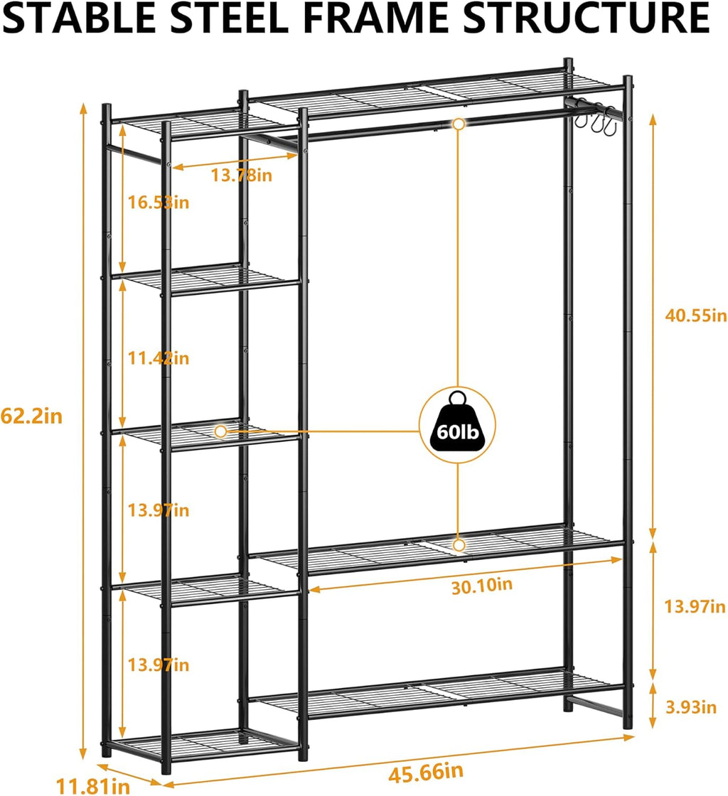 Steel Wardrobe Closet Rack Black