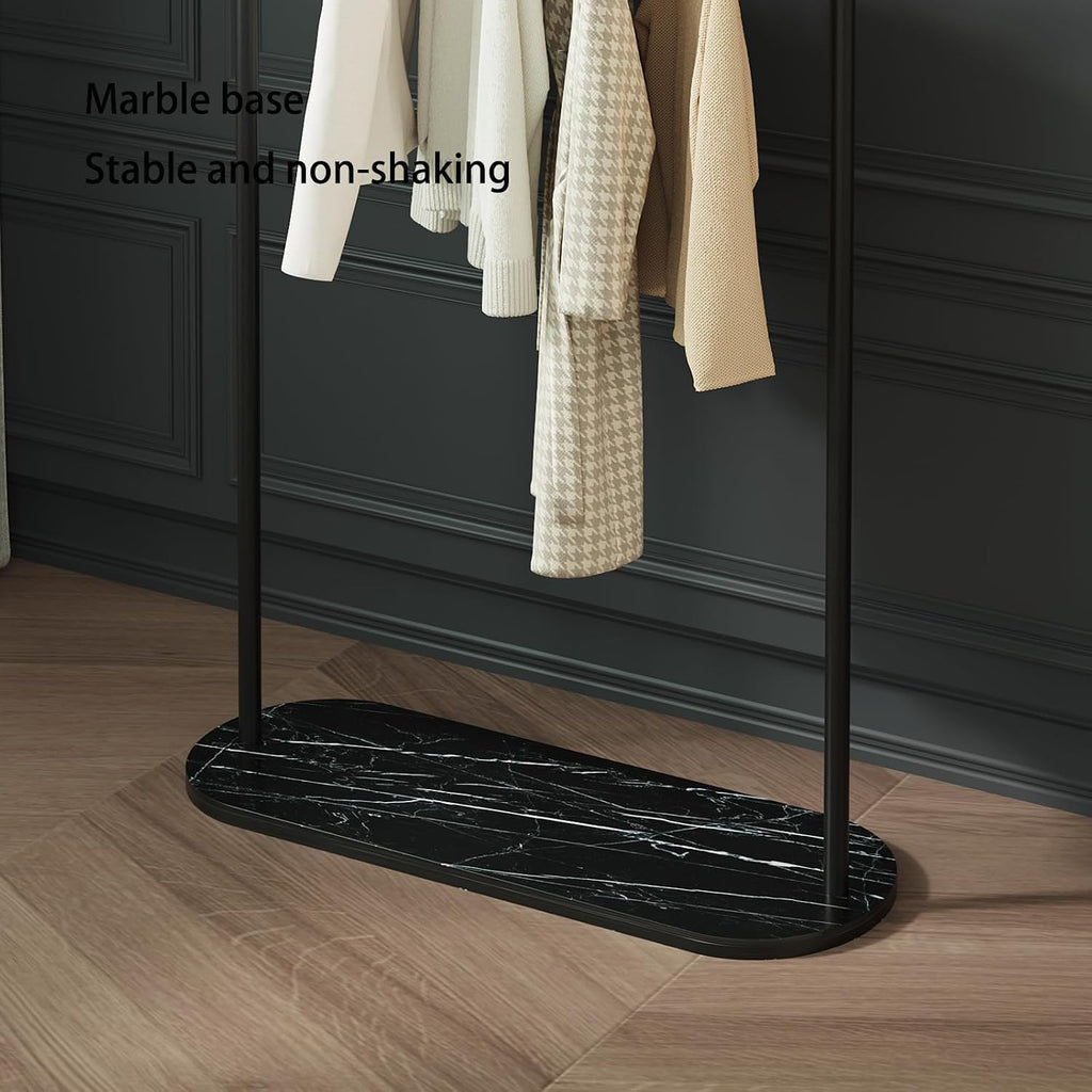 Arched Garment Rack Marble Base Black