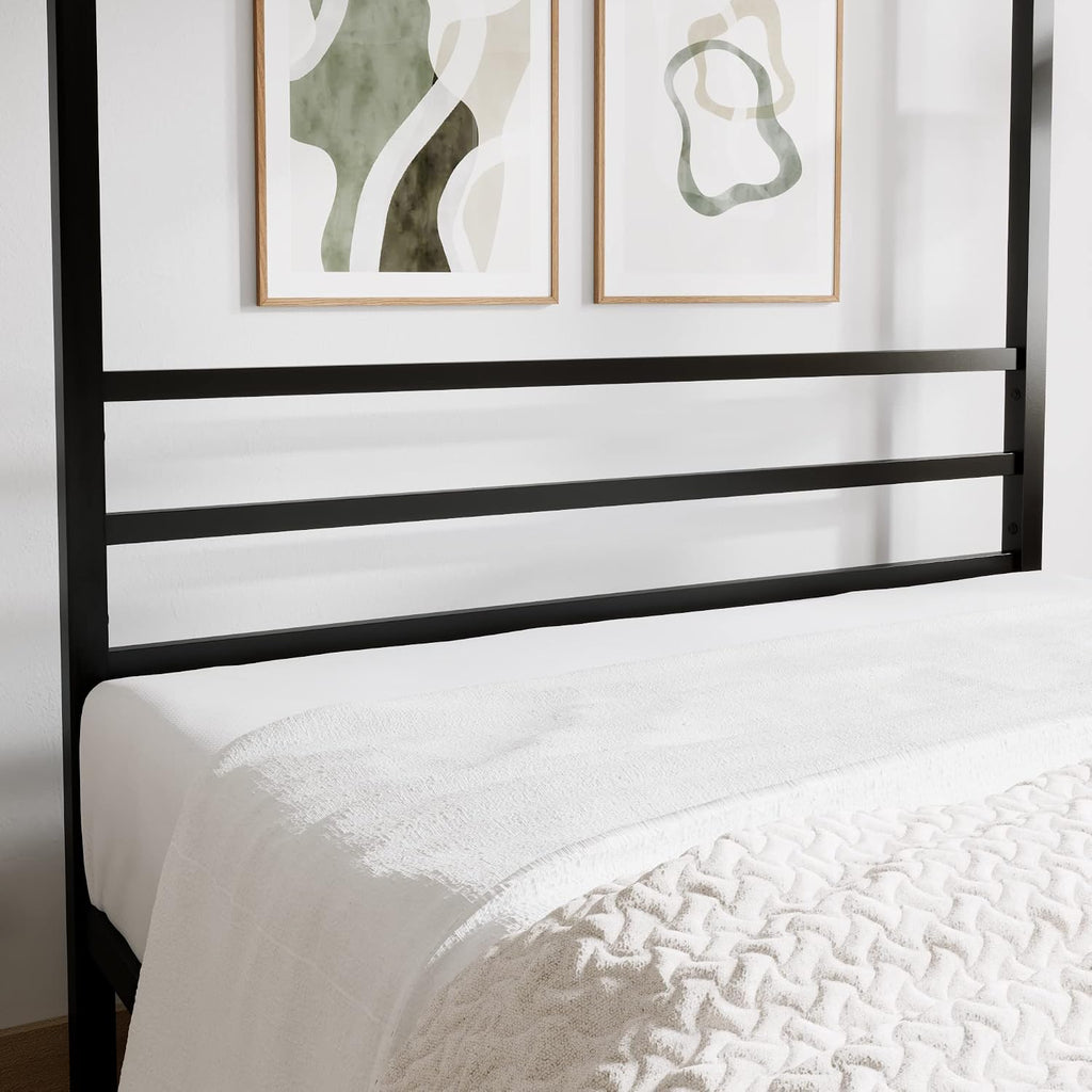Queen Black Metal Four Poster Canopy Bed Frame