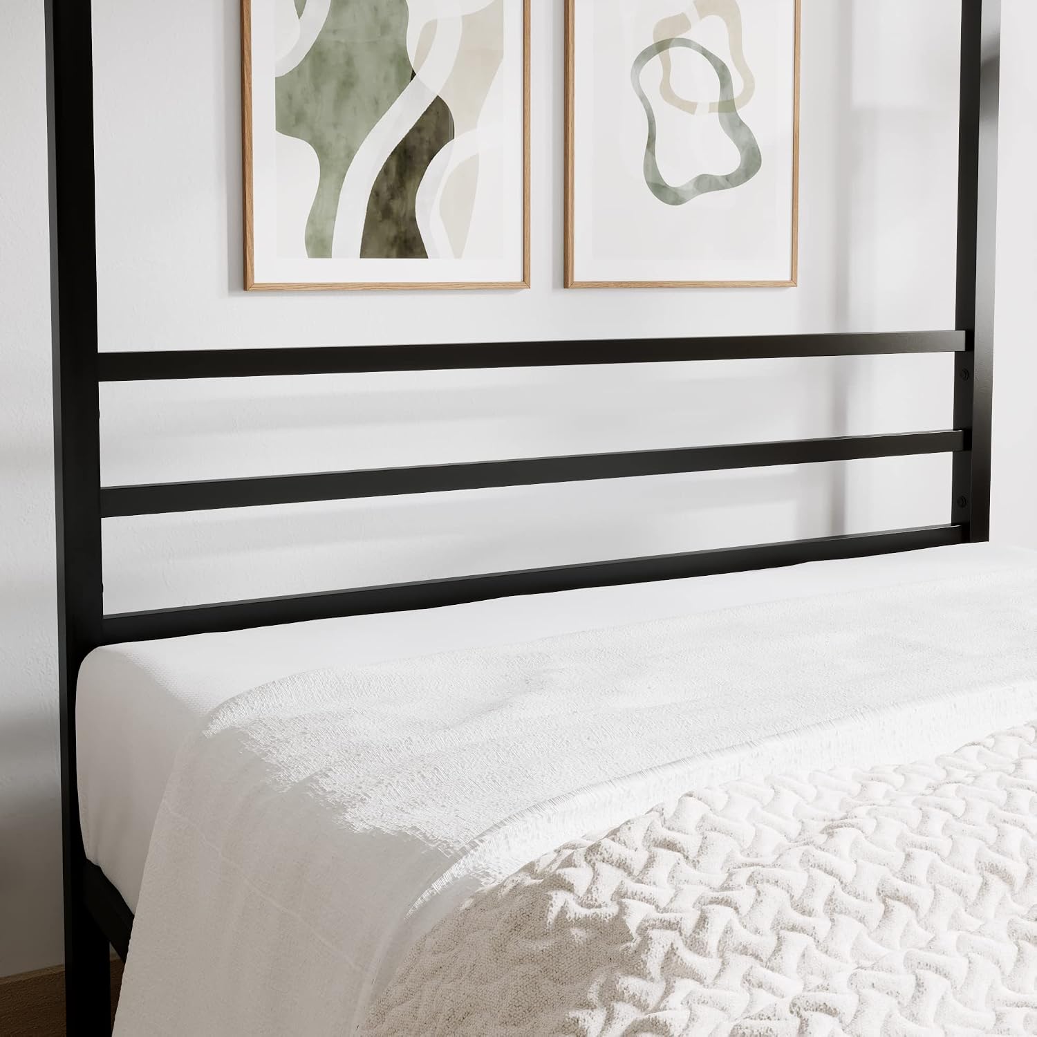 Queen Black Metal Four Poster Canopy Bed Frame