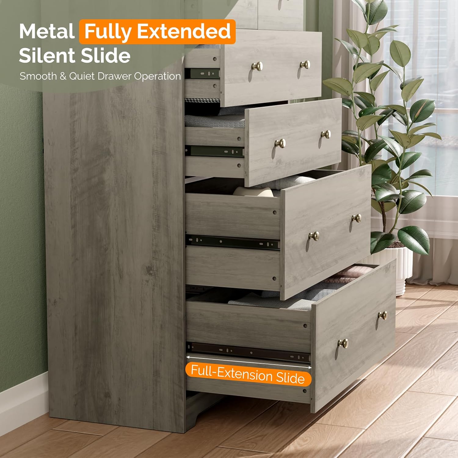 Rustic Grey 6-Drawer Tall Dresser