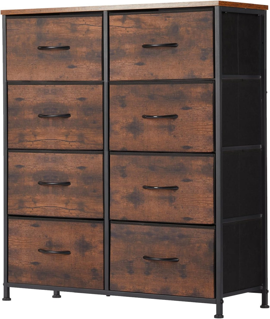 Fabric Dresser 8 Drawers Wooden Top