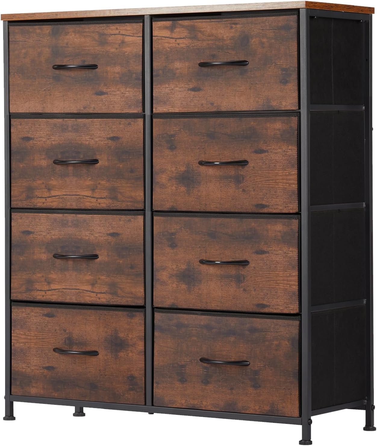 Fabric Dresser 8 Drawers Wooden Top