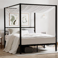 Queen Black Metal Four Poster Canopy Bed Frame
