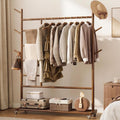 Wood Rolling Garment Rack with Storage