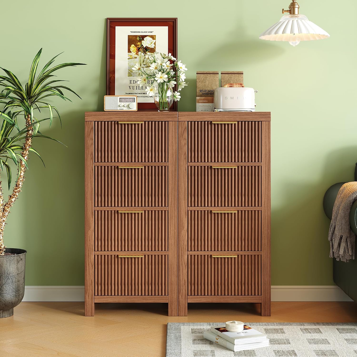 Mid-Century 4-Drawer Walnut Tall Dresser