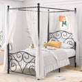 Twin Black Metal Four Poster Canopy Bed Frame