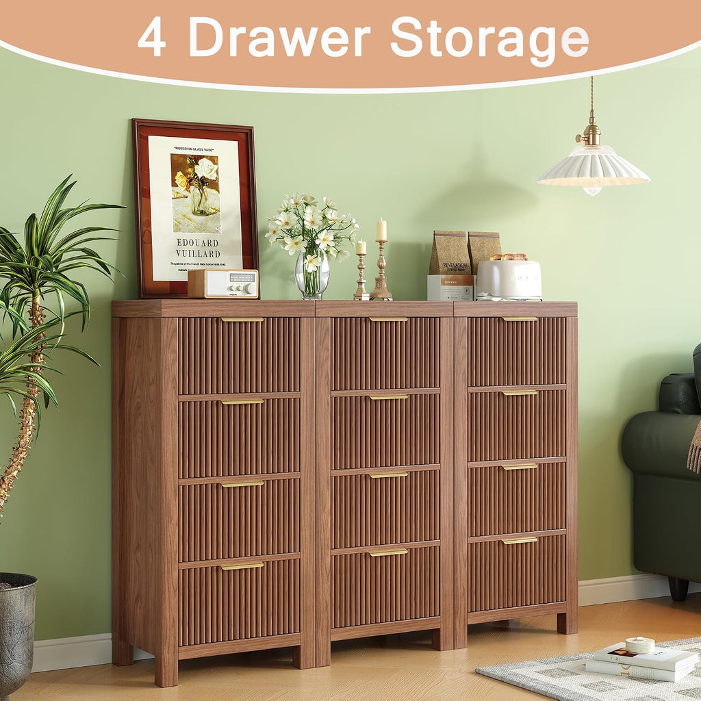 Mid-Century 4-Drawer Walnut Tall Dresser