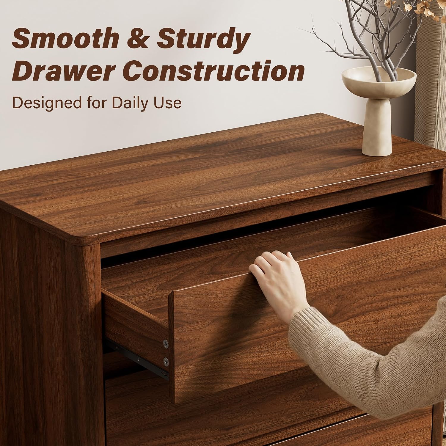 Mid Century 5-Drawer Walnut Dresser