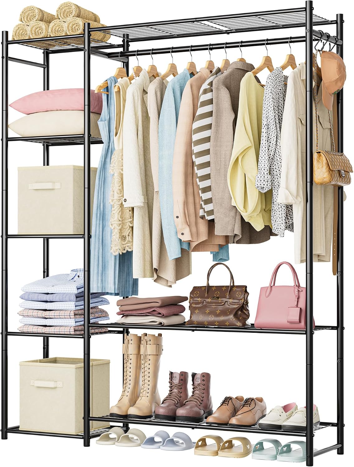 Steel Wardrobe Closet Rack Black