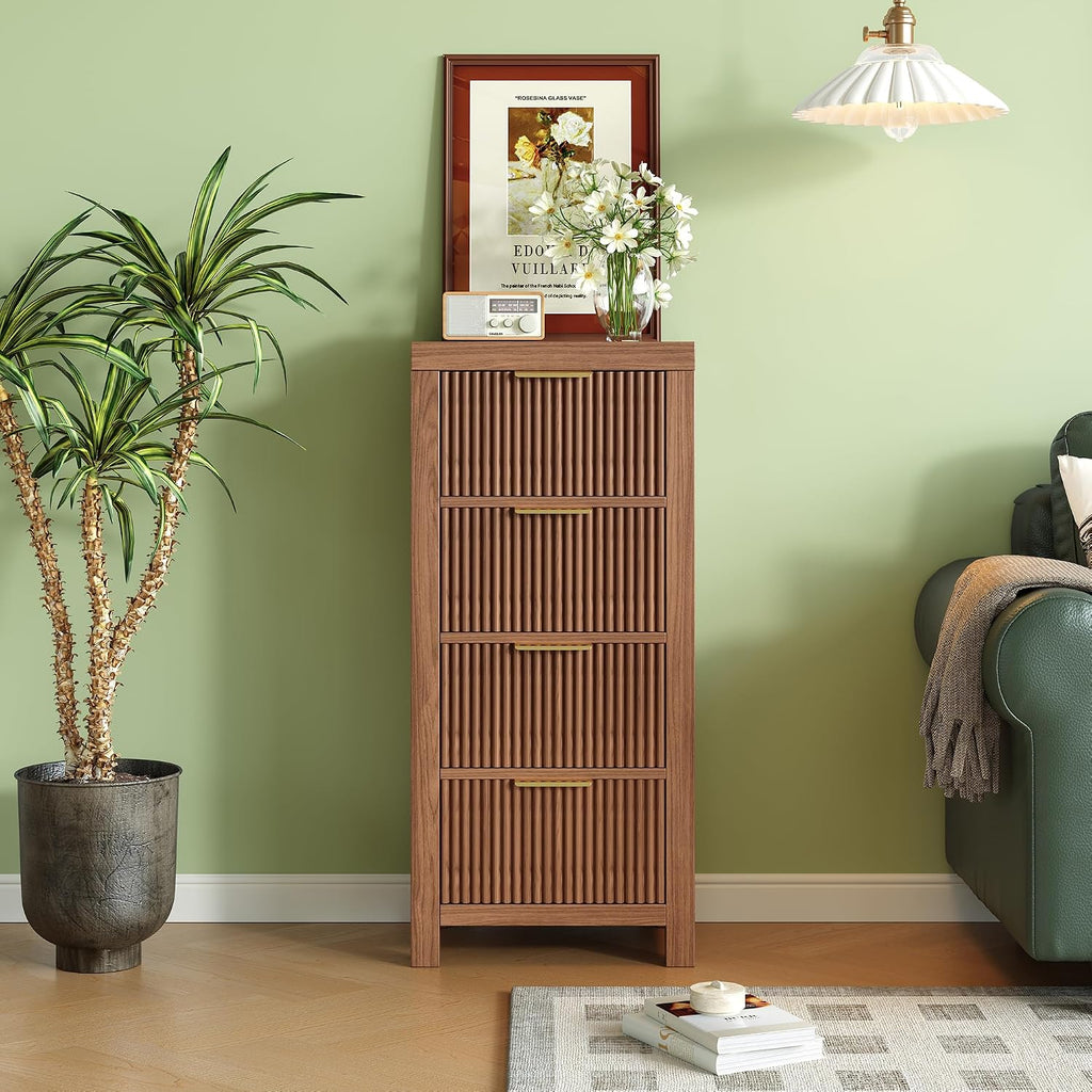 Mid-Century 4-Drawer Walnut Tall Dresser