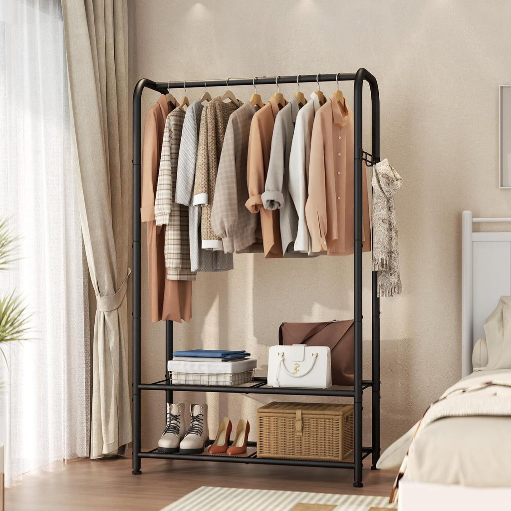 Metal Open Wardrobe Garment Rack Black