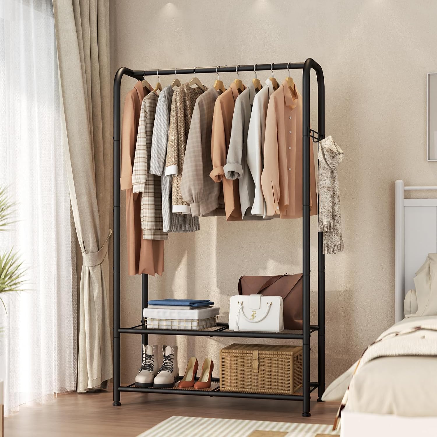 Metal Open Wardrobe Garment Rack Black