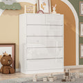 High Gloss Handleless 6-Drawer White Dresser