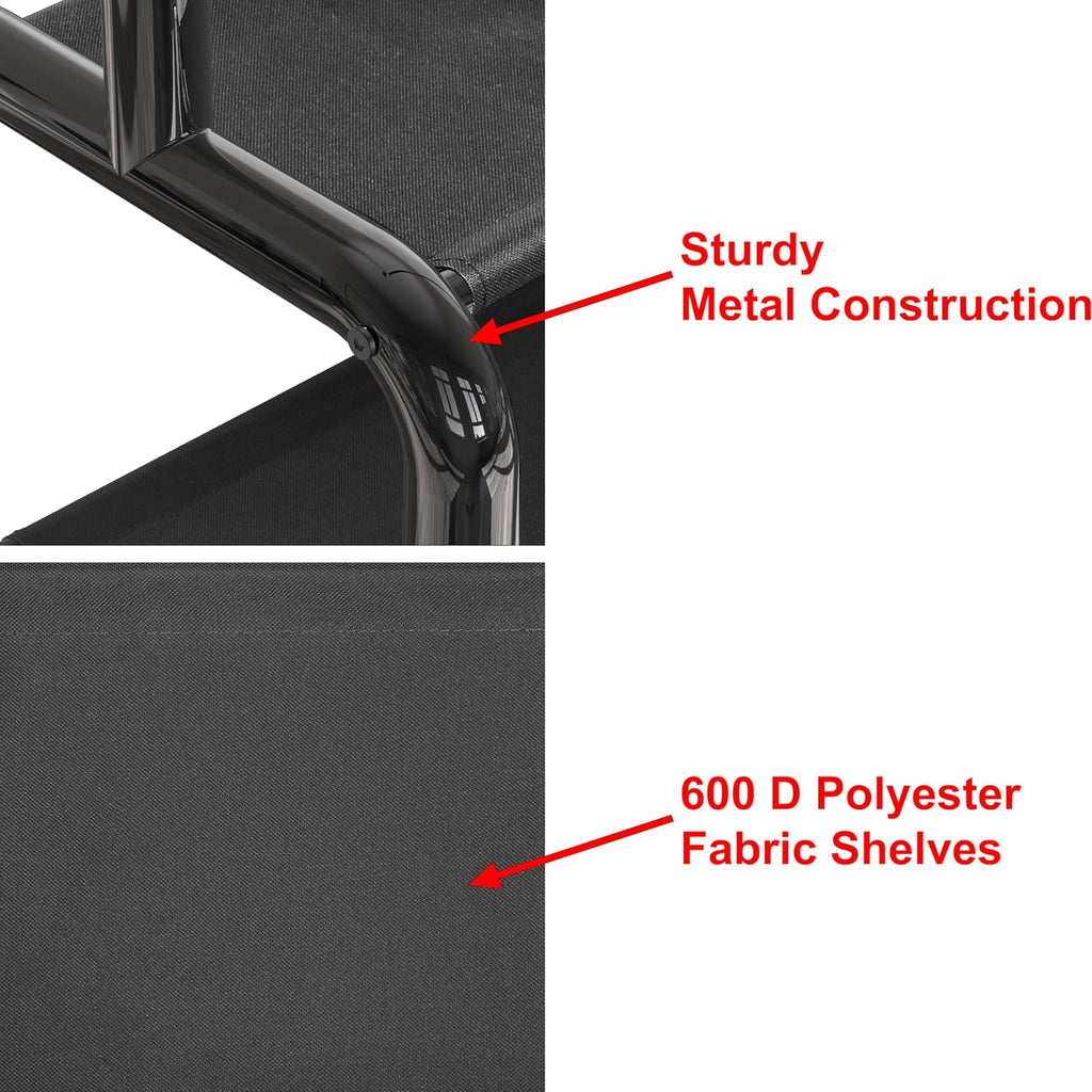 Freestanding Garment Rack with Fabric Shelves Black