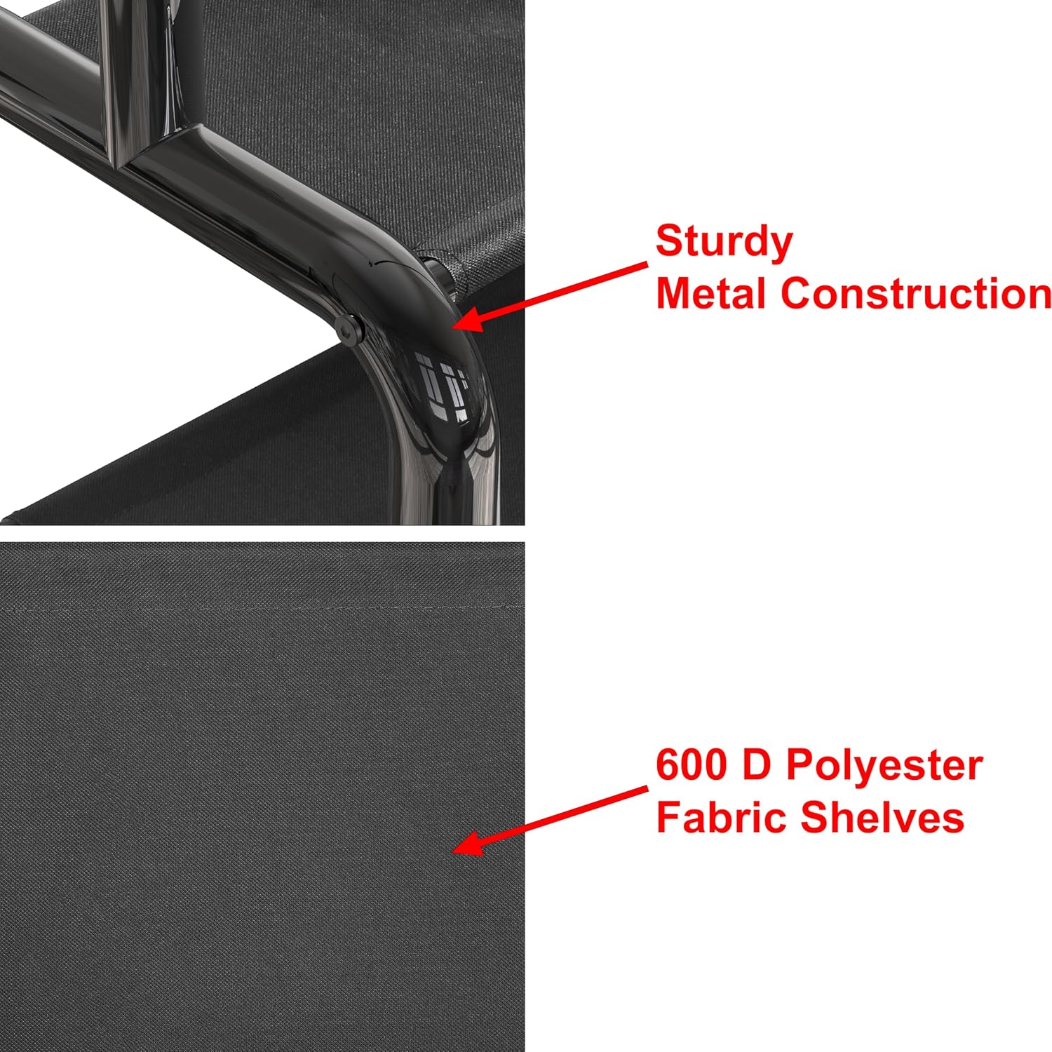 Freestanding Garment Rack with Fabric Shelves Black