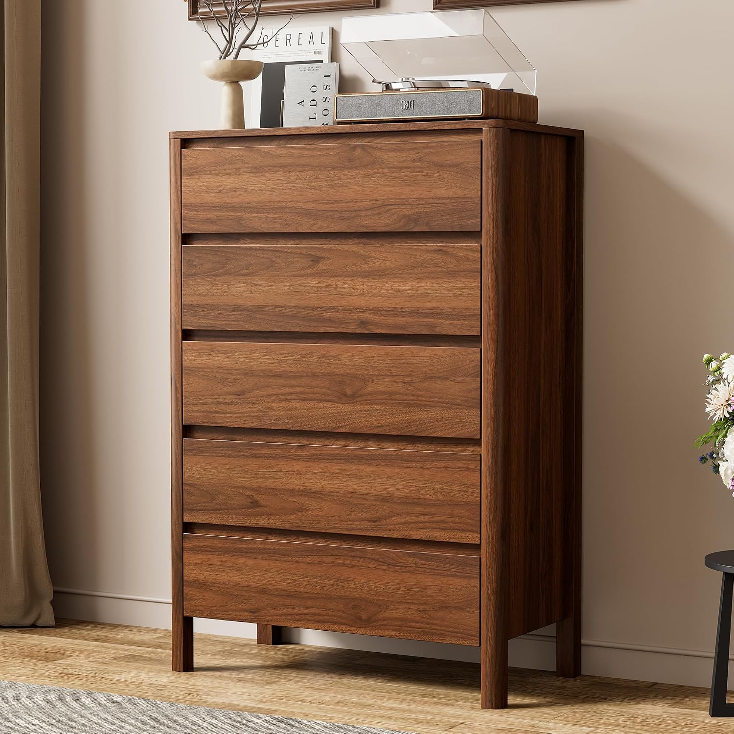Mid Century 5-Drawer Walnut Dresser