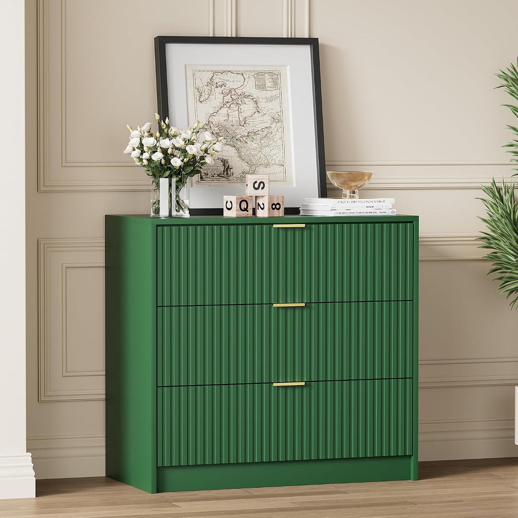 Green 3-Drawer Dresser Gold Handles