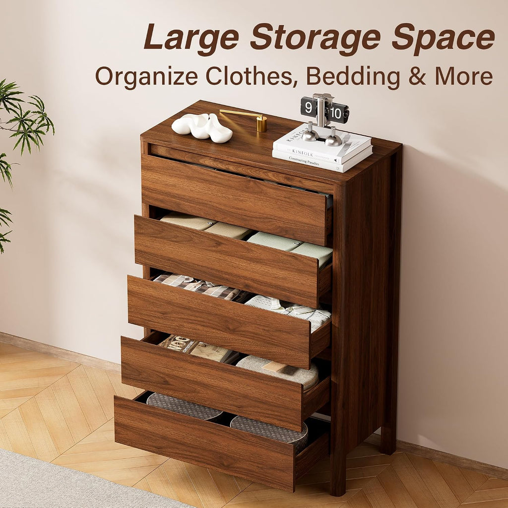 Mid Century 5-Drawer Walnut Dresser