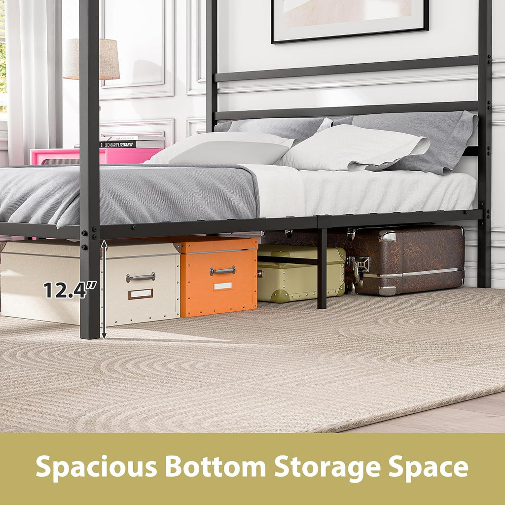 Full Size Black Metal Canopy Bed Frame