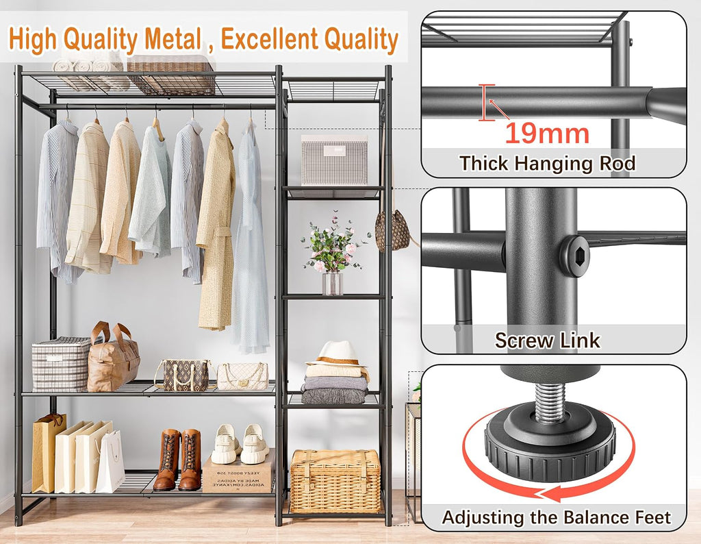 Steel Wardrobe Closet Rack Black