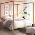 Queen Gold Metal Canopy Platform Bed Frame