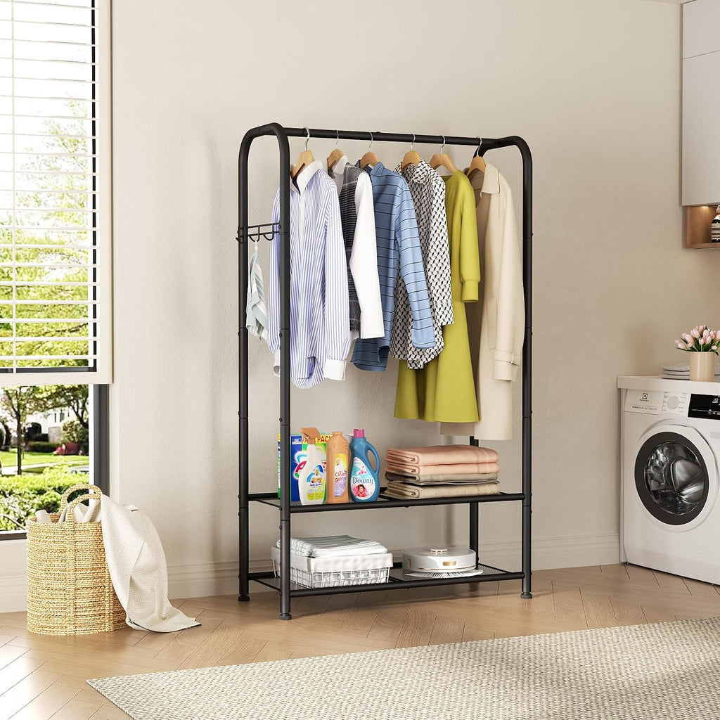 Metal Open Wardrobe Garment Rack Black