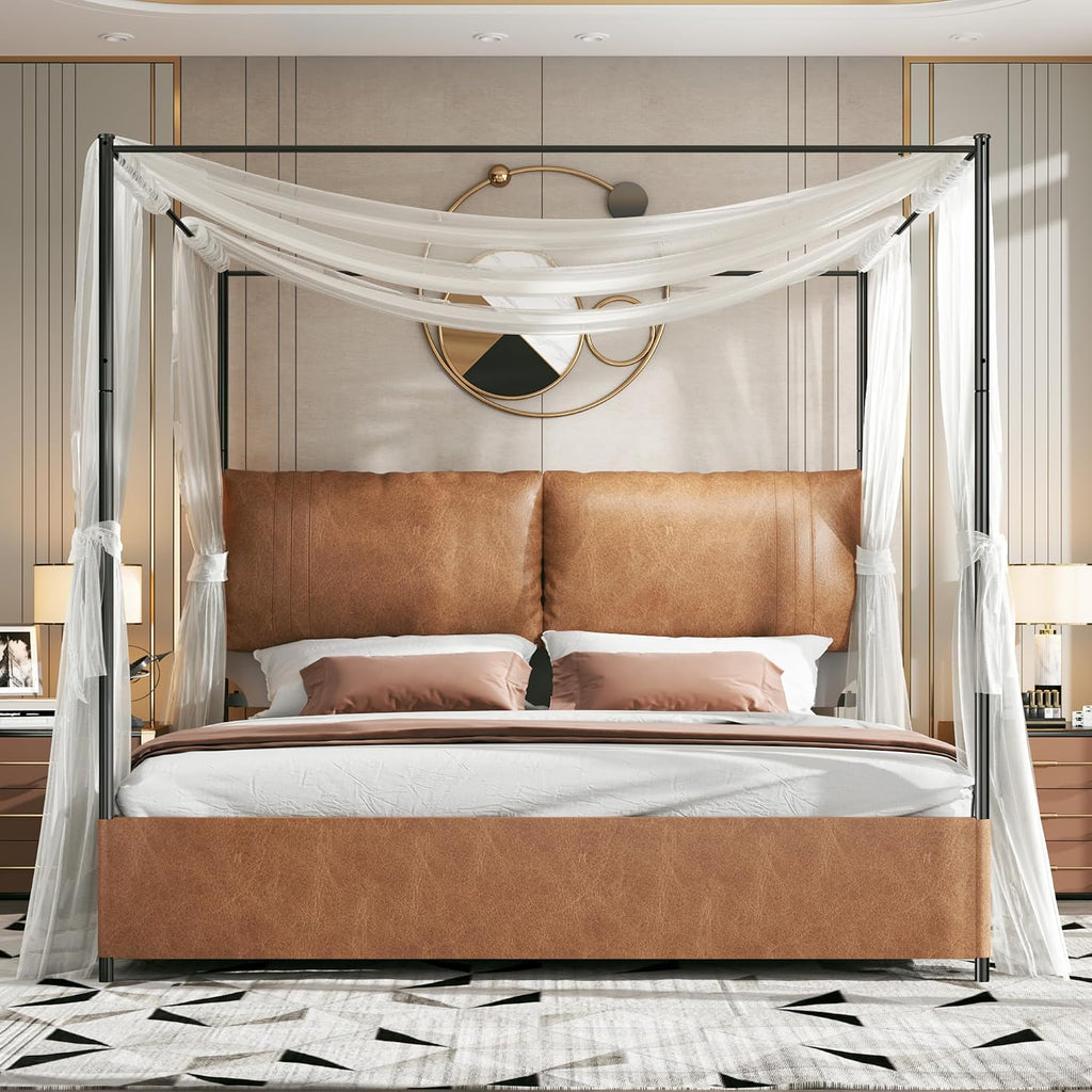 King Upholstered Bed Frame Brown