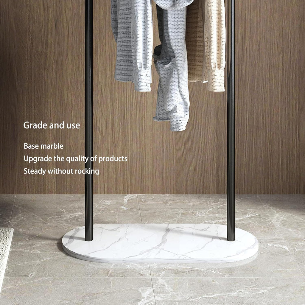 Arch Metal Garment Rack Marble Base Black