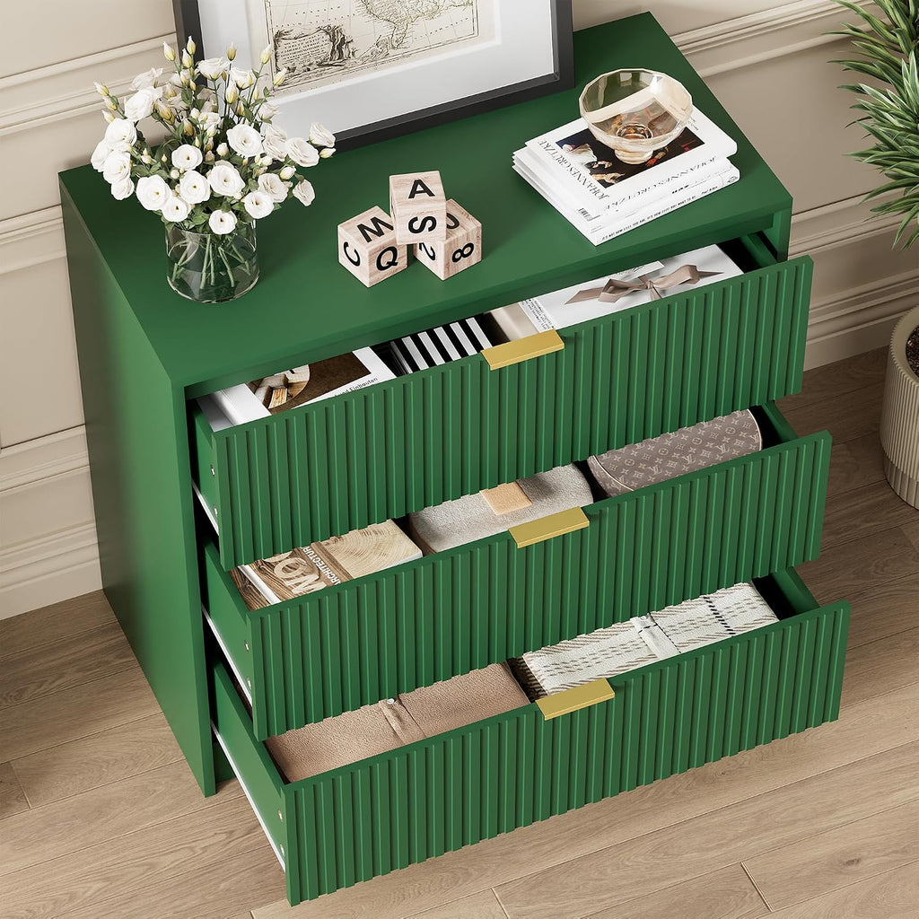 Green 3-Drawer Dresser Gold Handles
