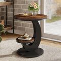 2-Tier Round Arc Frame Side Table Brown