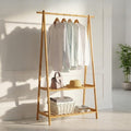 Bamboo Garment Rack with Storage Shelves