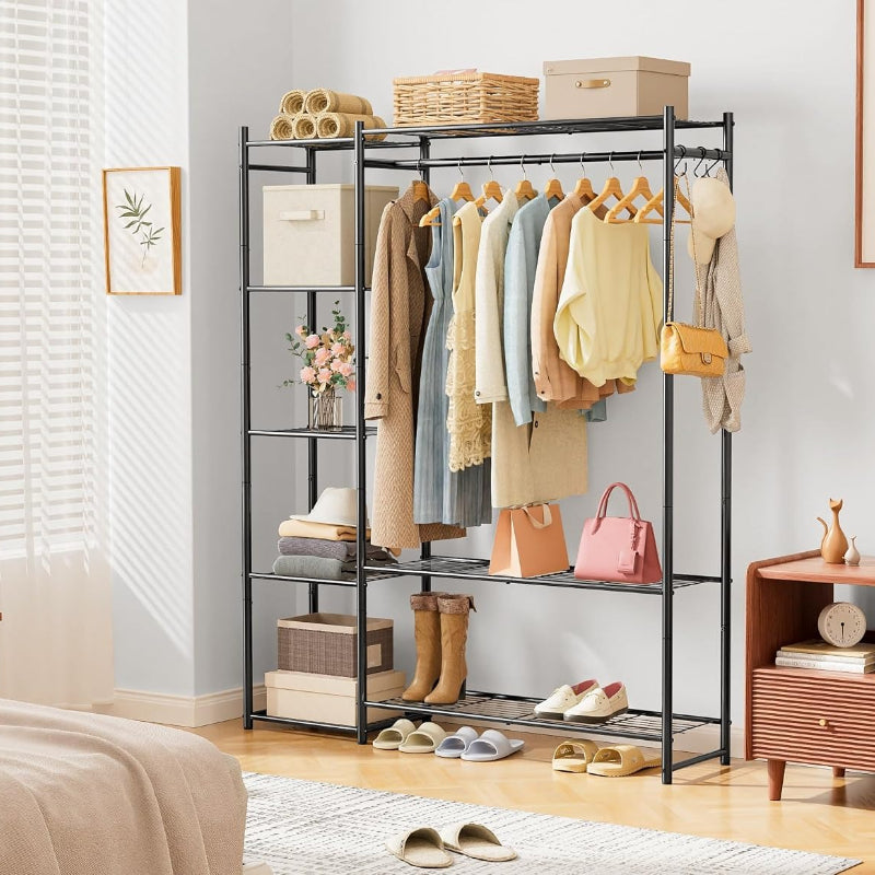 Steel Wardrobe Closet Rack Black